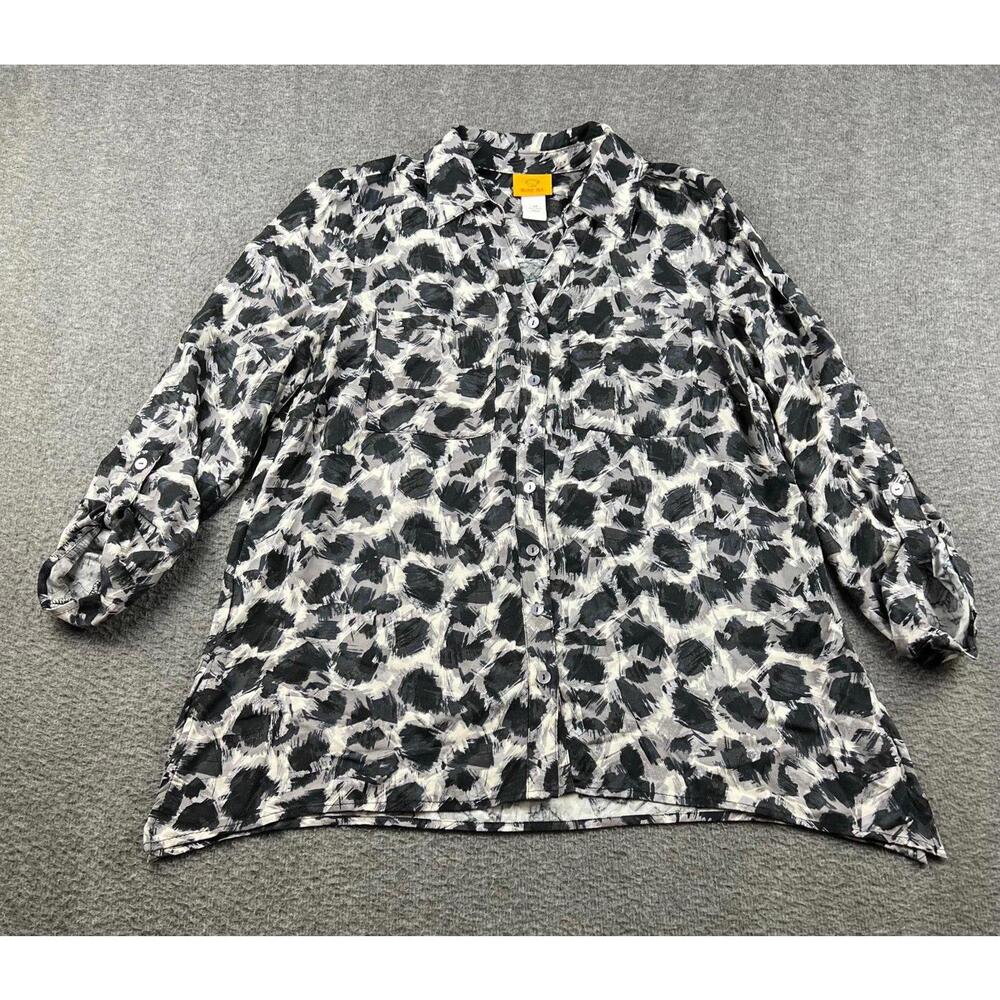 Ruby Rd. Women's Black and White Patternedโ Rayon Blouse Size Medium